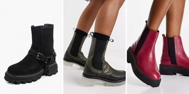 Модная женская обувь 2021 года: ботинки-челси на массивной платформе