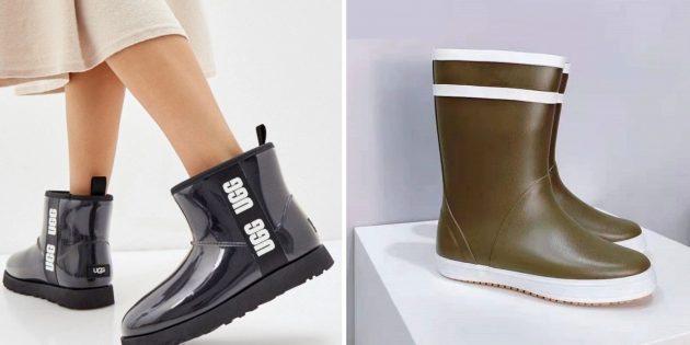 Резиновые сапожки на плоской подошве