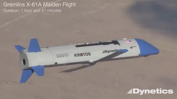 Скриншот с видео первого полета беспилотника X-61А Скриншот с видео первого полета беспилотника X-61А