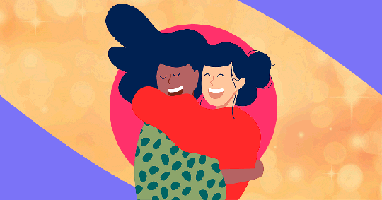 иллюстрация двух обнимающихся людей