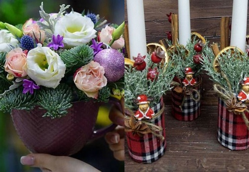 зимний букет в кружке