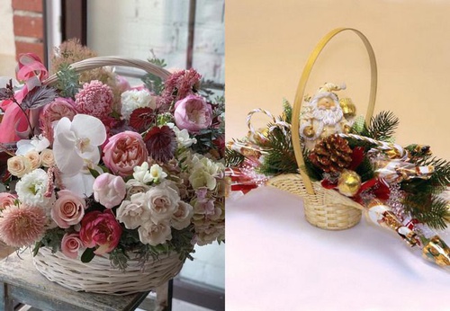 зимний букет в корзинке