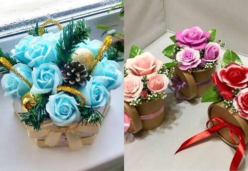 зимние букеты из мыла