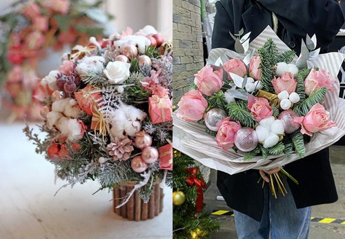 красивый зимний букет на день рождения