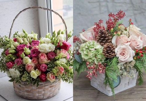 зимний букет в корзине